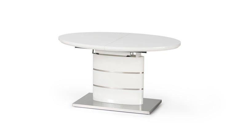 Kihúzható Asztal, MDF és Fém Aspen Fehér, H140-180xSz90xM76 cm