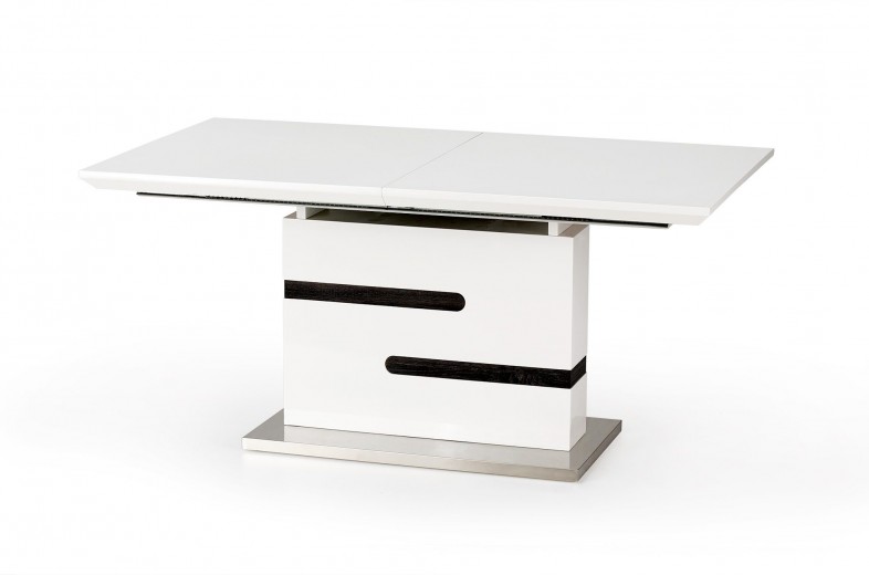Kihúzható Asztal, MDF és Fém Monaco Fehér / Szürke, H160-220xSz90xM76 cm