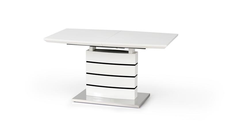 Kihúzható Asztal, MDF és Fém Nord Fehér / Fekete, H140-180xSz80xM76 cm