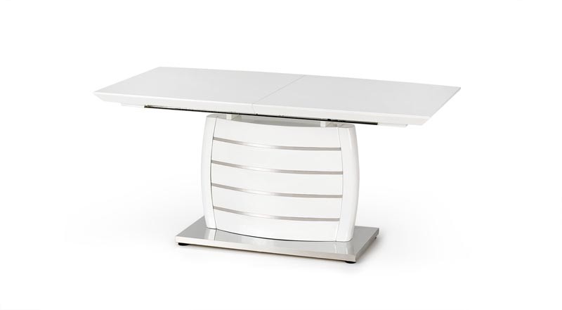 Kihúzható Asztal, MDF és Fém Onyx Fehér, H160-200xSz90xM76 cm