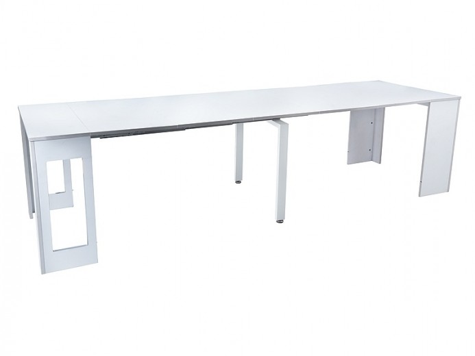 Kihúzható Asztal, MDF, forgácslap, fém, Reiki Fehér, H60-300xSz90xM76 cm
