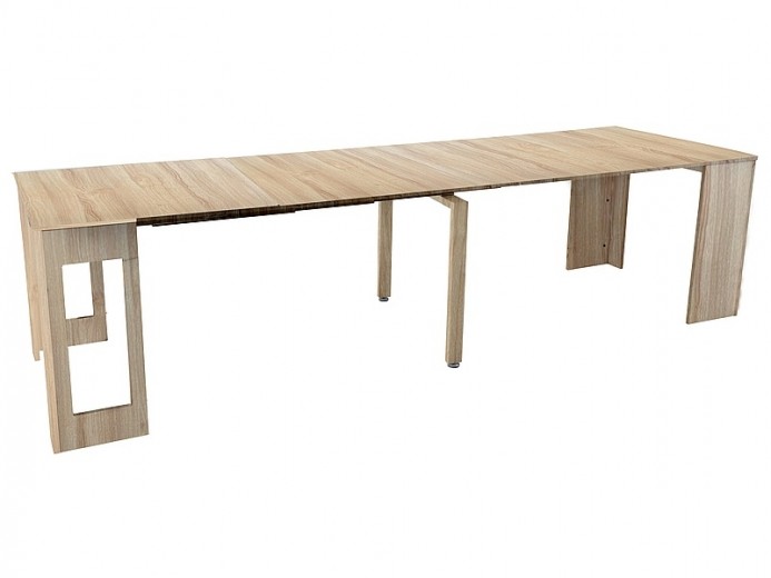 Kihúzható Asztal, MDF, forgácslap, fém, Reiki Tölgy, H60-300xSz90xM76 cm