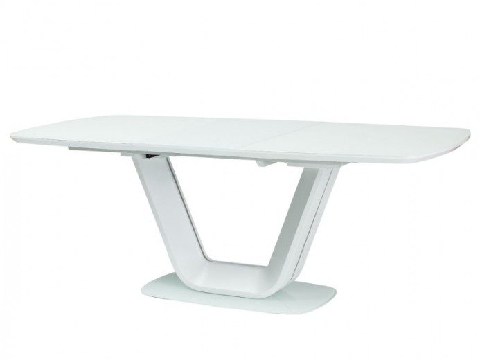 Kihúzható Asztal, MDF és üveg, Aran Fehér, H140-200xSz90xM76 cm