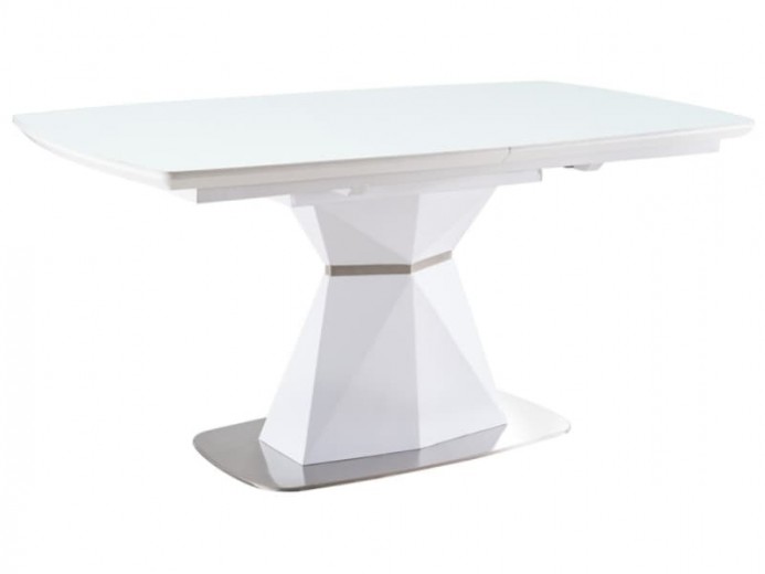 Kihúzható Asztal, MDF, üveg és fém, Corentin Fehér, Sz160-210xH90xM76 cm