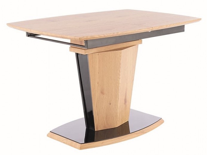 Kihúzható Asztal, furnér és fém, Huddy Tölgy / Fekete, Sz100-250xH100xM76 cm