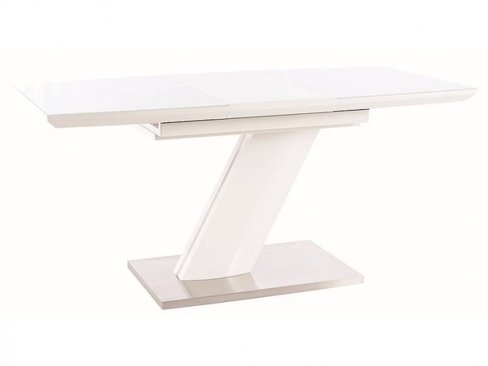 Kihúzható Asztal, MDF, Üveg és Fém, Toronto Fehér, Sz120-160xM80xM76 cm