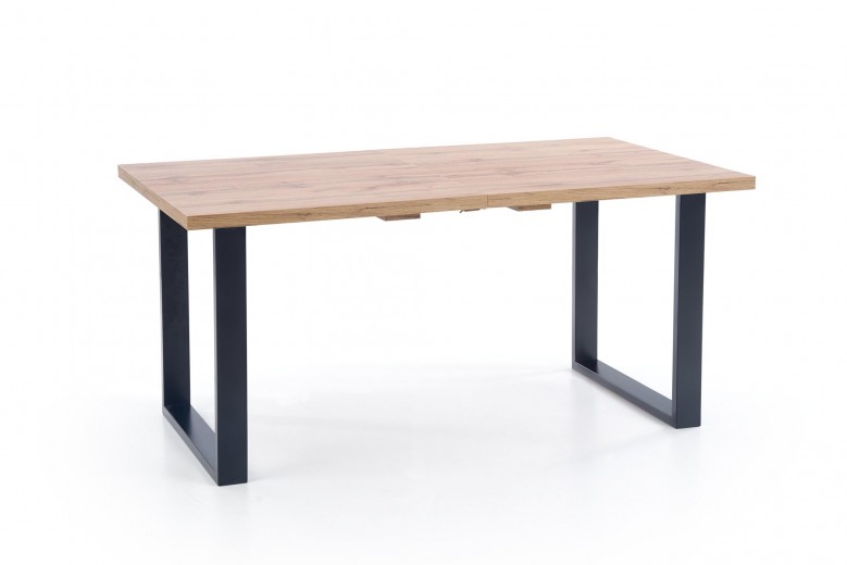 Venom Small Kihúzható Asztal, Forgácslap és Fém, Wotan Tölgy / Fekete, H135-185xSz85xM74 cm