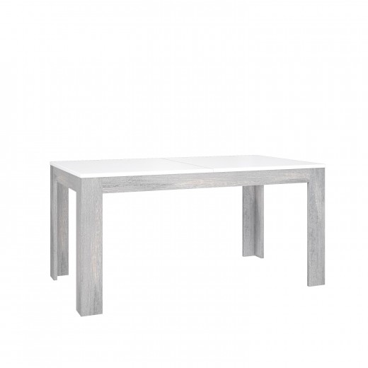 Torrin Forgácslap Kihúzható Asztal, Szürke Tölgy / Fehér, H160-215xM90,2xM78,2 cm