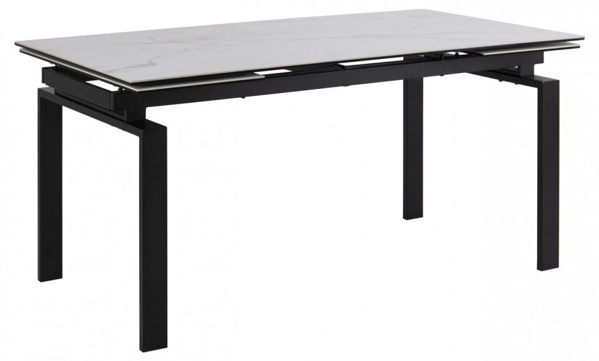 Kihúzható Asztal, Üveg, Kerámia és Fém, Huddersfield Fehér / Fekete, H160-240xSz85xM76 cm