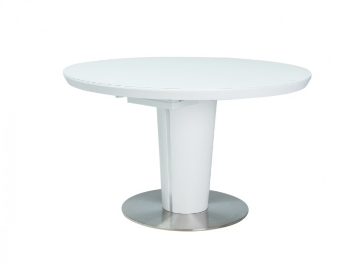 Kihúzható Asztal, üveg, MDF, fém, Orelda II Fehér, H120-160xSz120xM76 cm