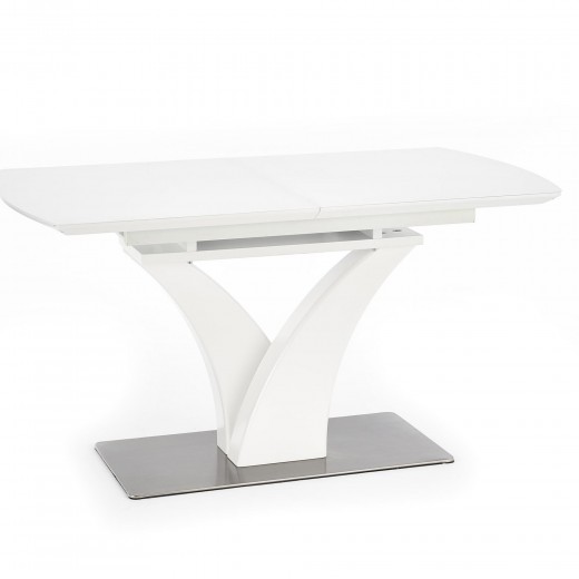 Palermo Kihúzható Asztal, Üveg, MDF és Fém, Fehér, H140-180xSz80xM75 cm