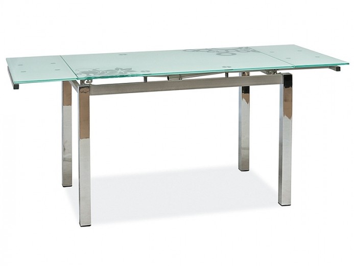 Üveg és fém Kihúzható Asztal, Grid-017 Fehér / Króm, H110-170xSz74xM75 cm