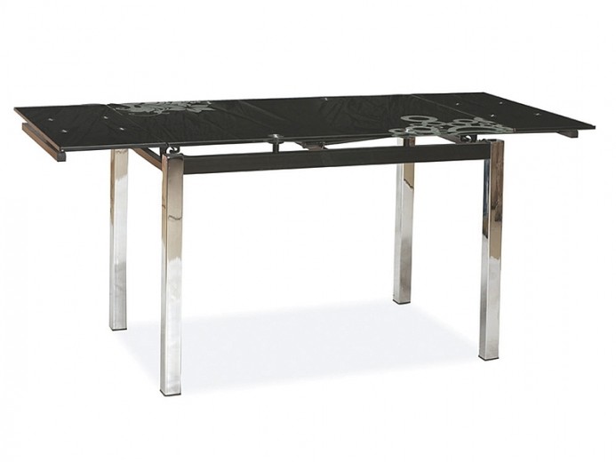 Üveg és fém Kihúzható Asztal, Grid-017 Fekete / Króm, H110-170xSz74xM75 cm