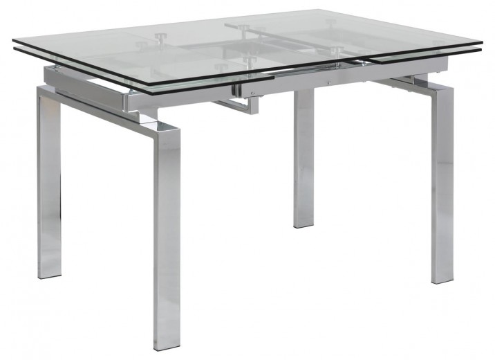 Kihúzható Asztal, Üveg és Fém,Huddersfield Króm, H120-200xSz85xM76 cm