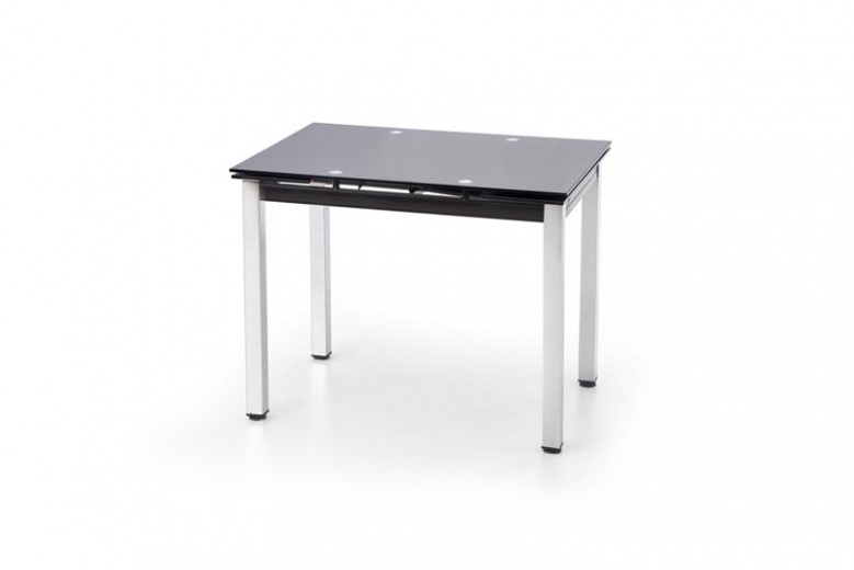 Kihúzható Asztal, Üveg és Fém Logan Fekete / Króm, H96-142xSz70xM75 cm