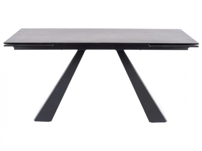 Kihúzható Asztal, üveg és fém, Samael Szürke / Matt Fekete, Sz160-240xH90xM76 cm