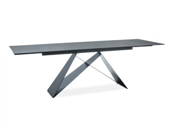Kihúzható Asztal, üveg és fém, Wesley II Fekete, Sz160-240xH90xM76 cm