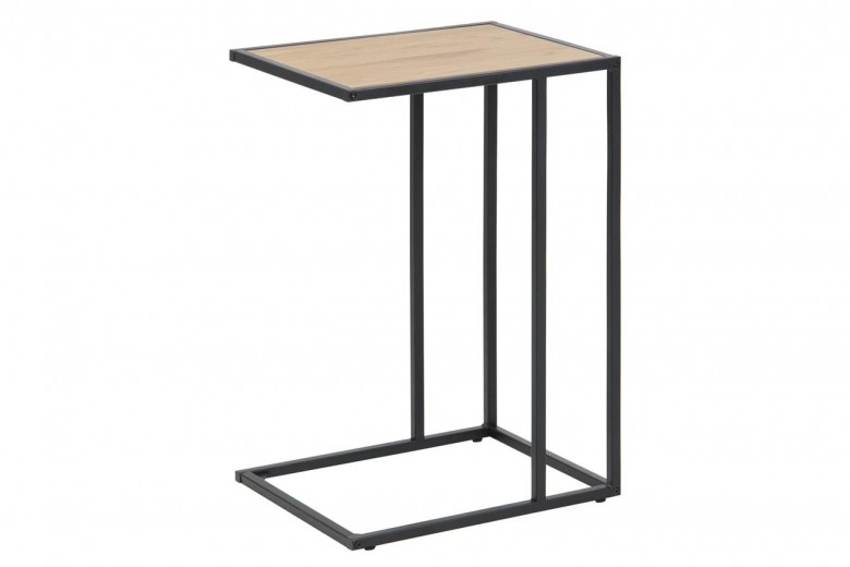 Laptop Asztal, Forgácslap és Fém, Seaford Tölgy / Fekete, H43xSz35xM63 cm