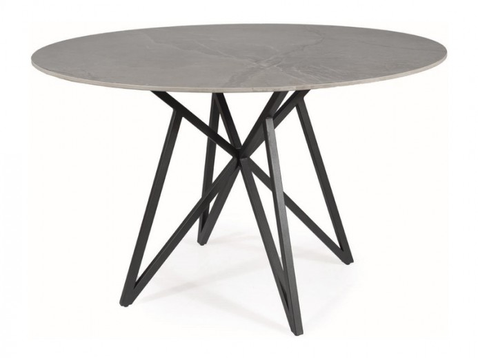 Kerek asztal, kerámia és fém Muranis Szürke/ Matt Fekete, Ø120xM76 cm