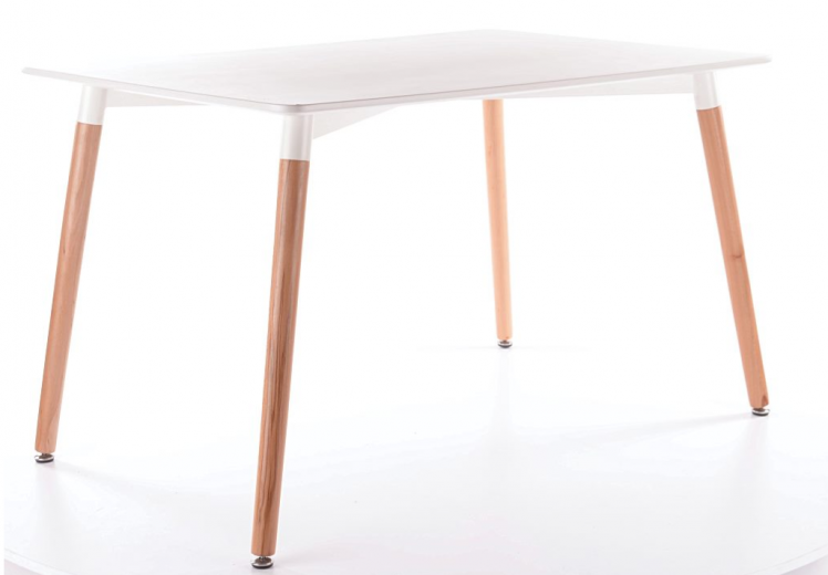 Asztal, MDF és Fa Nolan Fehér / Bükkfa, H120xSz80xM73 cm