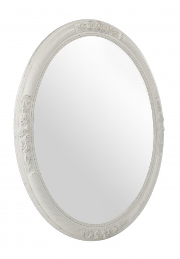 Miro Oval Dekoratív Tükör Császárfa Kerettel, Fehér, Sz67xM57 cm