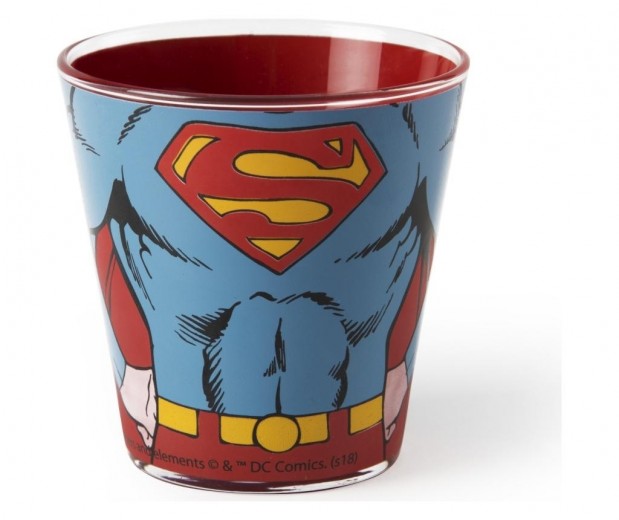 Üveg pohár, 250 ml, Ø8,5xH9 cm, Superhero Superman