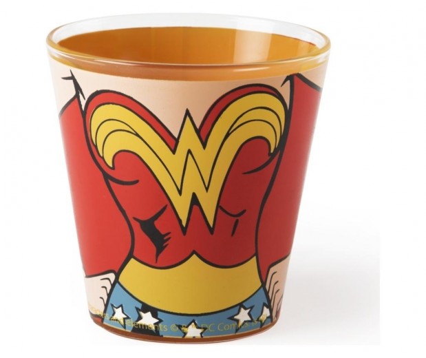 Üveg pohár, 250 ml, Ø8,5xH9 cm, Superhero Wonder Woman