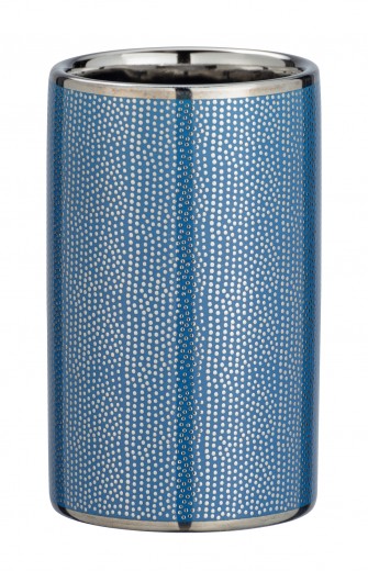 Kerámia Fogkefetartó Pohár, Nuria Ezüst / Kék, Ø6,5xM10,7 cm