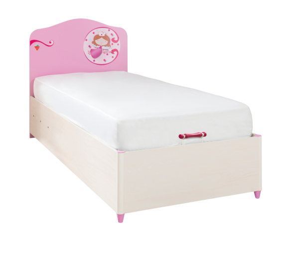 Állítható Ágy Tároló Dobozzal Gyerekeknek, Forgácslap Little Princess Rózsaszín / Természetes, 190 x 90 cm