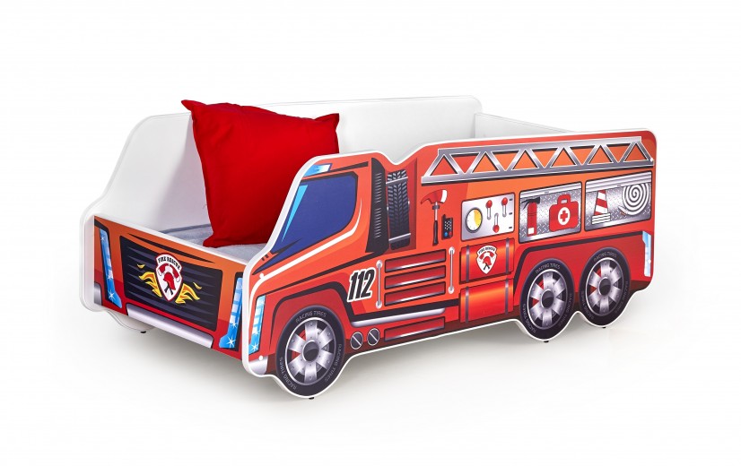 Ágy Gyerekeknek Fire Truck Piros, 140 x 70 cm