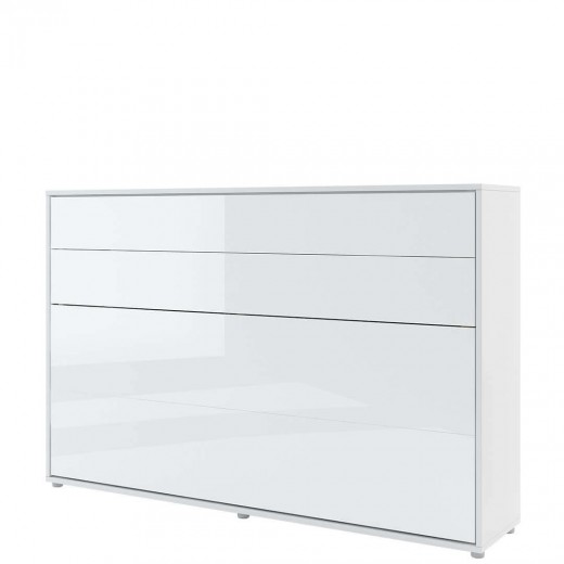 Bed Concept Horizontal Felcsukható Ágy, Pneumatikus Mechanizmussal, Matractartóval, Fényes Fehér, 200 x 120 cm
