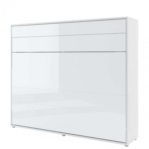 Bed Concept Horizontal Felcsukható Ágy, Pneumatikus Mechanizmussal, Matractartóval, Fényes Fehér, 200 x 160 cm