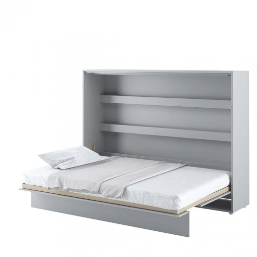 Bed Concept Horizontal Felcsukható Ágy, Pneumatikus Mechanizmussal, Matractartóval, Matt Szürke, 200 x 140 cm