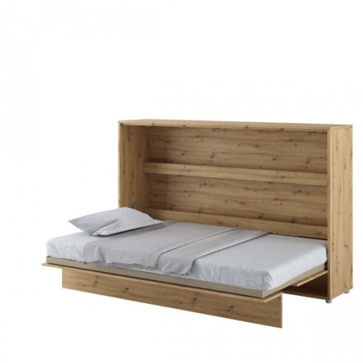 Bed Concept Horizontal Felcsukható Ágy, Pneumatikus Mechanizmussal, Matractartóval, Artisan Tölgy, 200 x 120 cm