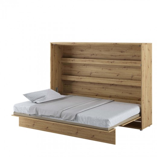 Bed Concept Horizontal Felcsukható Ágy, Pneumatikus Mechanizmussal, Matractartóval, Artisan Tölgy, 200 x 140 cm