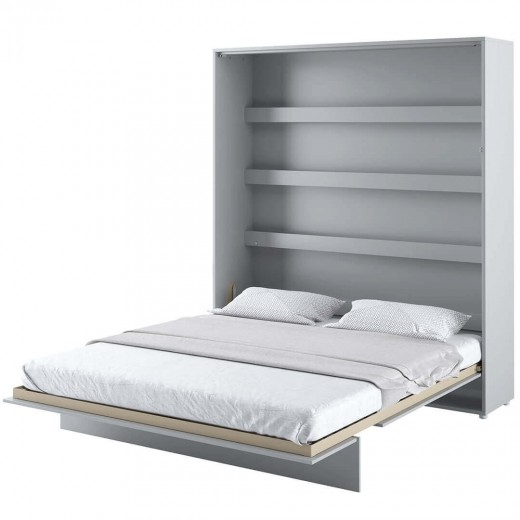 Bed Concept Vertical Felcsukható Ágy, Pneumatikus Mechanizmussal, Matractartóval, Matt Szürke, 200 x 180 cm
