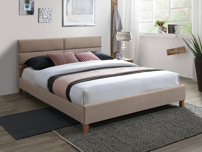 Kárpitozott ágy, Sibley Velvet Bézs-200 x 160 cm