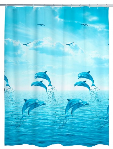 Dolphin PEVA Zuhanyfüggöny, Kék, 180 x 200 cm
