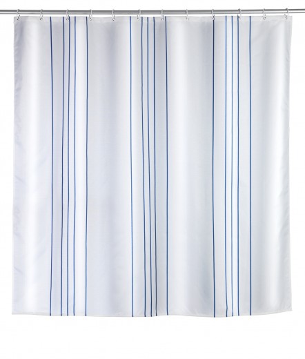 Poliészter Zuhanyfüggöny, Linen Fehér / Kék, 180 x 200 cm
