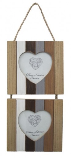 Dekorációs Képkeret, MDF, Lines 2 Hearts Természetes, 15 x 43 cm