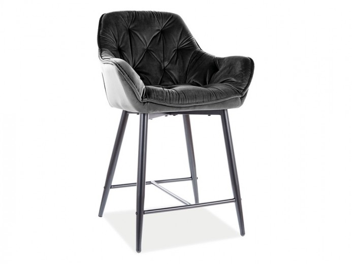 Kárpitozott szék, fém lábakkal, Clyde H-2 Velvet Fekete, Sz56xM42xM86 cm