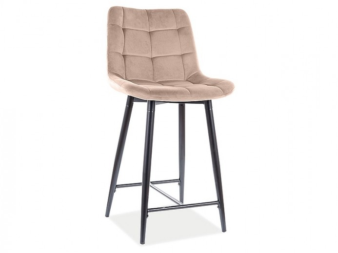 Kárpitozott szék, fém lábakkal, Chase H-2 Velvet Bézs / Fekete, Sz45xM37xM92 cm