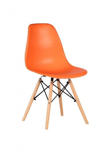 Műanyag szék fa lábakkal, Lois Narancssárga, Sz46xM37xM81 cm