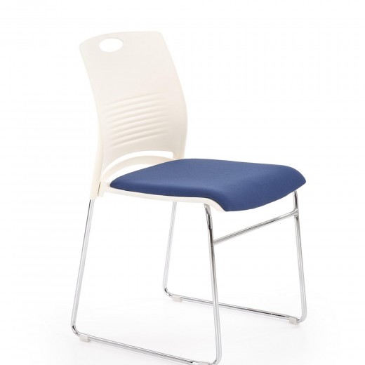 Szék, Kárpitozott Üléssel és Fém Lábakkal, Műanyag Calis Fehér / Kék, Sz44xM52xM80 cm