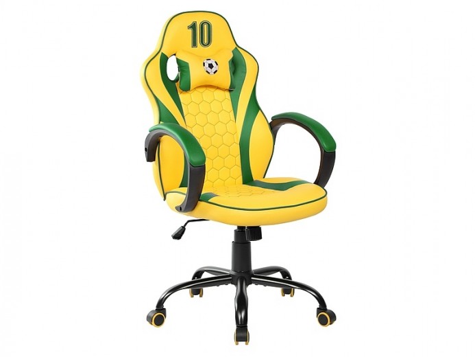 Öko bőrrel bevont gaming szék, Braxton Sárga/ Fehér, Sz62xM48xM109-119 cm