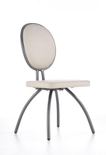 Öko bőrrel kárpitozott szék, fém lábakkal Kai-298 Vilgosszürke/ Grafit, Sz45xM56xM98 cm