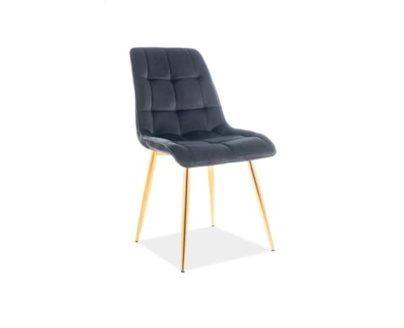Kárpitozott szék, fém lábakkal, Chase Velvet, Fekete / Arany, Sz150xM58xM88 cm