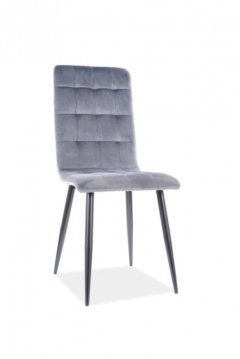 Kárpitozott szék, fém lábakkal, Otelis Velvet Szürke / Fekete, Sz43xM53xM93 cm