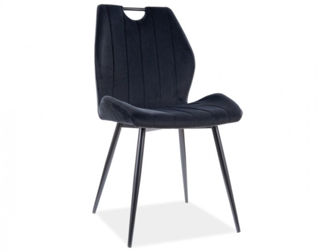 Kárpitozott szék, fém lábakkal, Arben Velvet, Fekete, Sz51xM58xM91 cm