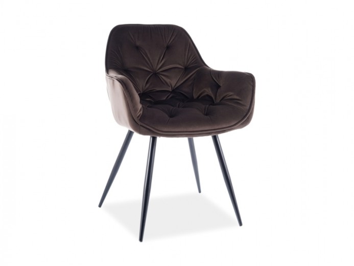 Kárpitozott szék, fém lábakkal, Clyde Velvet Barna / Fekete, Sz57xM58xM87 cm